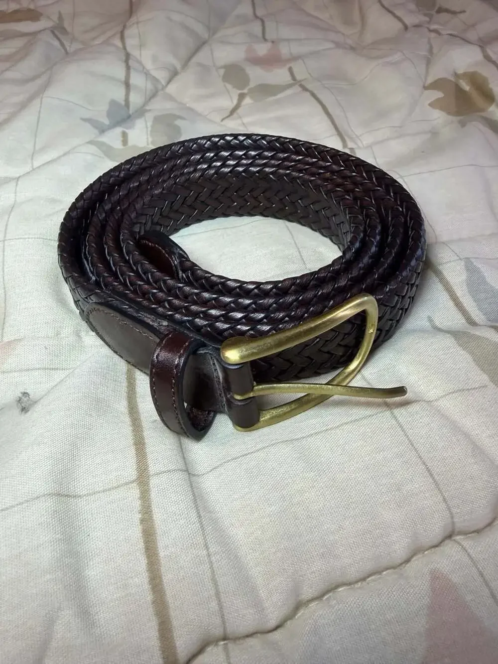 Perry Ellis Portfolio Men's Dark Brown Braided Leather Belt Size 46 KP65106